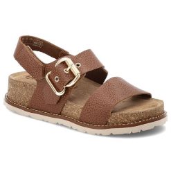 Brązowe Sandały Yokono Modne Obuwie Damskie Na Koturnie. Brązowe sandały Yokono, bez wzorów, z materiału, bez obcasa, na koturnie, bez zapięcia. Za 296.99 zł.