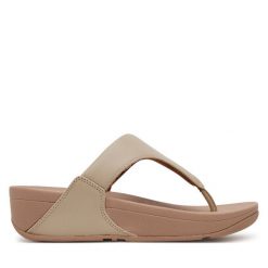 Japonki FitFlop. Brązowe klapki FitFlop, bez wzorów, bez obcasa. Za 309.99 zł.