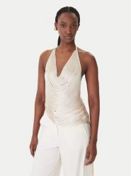 Patrizia Pepe Top 8F0113/J406-W409 Beżowy Regular Fit. Brązowe topy Patrizia Pepe, bez wzorów, z wiskozy, bez kołnierzyka, bez ramiączek. Za 779.99 zł.