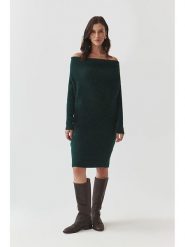 TATUUM Sukienka dzianinowa w kolorze ciemnozielonym rozmiar: M. Zielone sukienki Tatuum, m, bez wzorów, z dzianiny, bez kołnierzyka, bez ramiączek, midi. Za 218.05 zł.