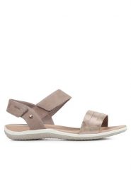 Geox Sandały D Sandal Vega D02R6F 09ACF C5004 Brązowy. Brązowe sandały Geox, bez wzorów, ze skóry, bez obcasa, na płaskiej podeszwie, bez zapięcia. Za 279.99 zł.