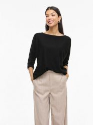 Vila Koszulka "Vimalu" w kolorze czarnym rozmiar: S. Czarne bluzki Vila, s, bez wzorów, z materiału, bez kołnierzyka, bez ramiączek. Za 92.64 zł.