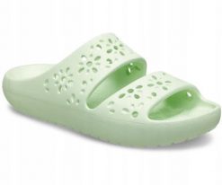 Klapki Dla Dorosłych Crocs Classic Floral Cut Out. Zielone klapki Crocs, bez wzorów, z materiału, bez obcasa. Za 139.99 zł.