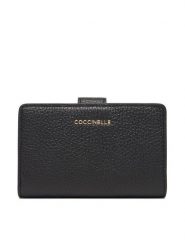 Coccinelle Duży Portfel Damski MW5 Metallic Soft E2 MW5 11 E7 01 Czarny. Czarne portfele Coccinelle, bez wzorów, ze skóry. Za 549.99 zł.