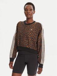 Adidas Bluza Leopard JW7303 Brązowy Regular Fit. Brązowe bluzy Adidas, l, bez wzorów, z bawełny, bez kaptura. Za 279.99 zł.