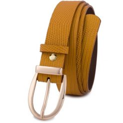 Pasek skórzany BELTIMORE r.95-110 cm D94 żółty. Żółte paski bez wzorów. Za 46.19 zł.