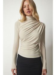 Happiness Istanbul Koszulka w kolorze kremowym rozmiar: 36. Brązowe bluzki Happiness Istanbul, bez wzorów, bez kołnierzyka, bez ramiączek. Za 60.99 zł.