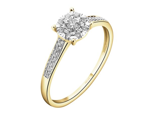 Pierścionek z żółtego i białego złota z brylantami - 0,18 ct - próba 585. Białe pierścionki Apart, z brylantem, złote. Za 3,490.00 zł.