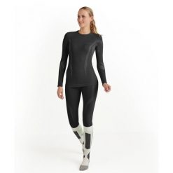 Damska koszulka z długim rękawem Falke Wool-Tech. Czarne bluzki Falke, bez wzorów, bez kołnierzyka, bez ramiączek. Za 474.85 zł.