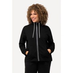 Damskie Bluza rozpinana stójka kieszeń kangurka dłuższy tył. Czarne bluzy Ulla Popken, plus size, bez wzorów, z bawełny, bez kaptura. W wyprzedaży za 191.99 zł.