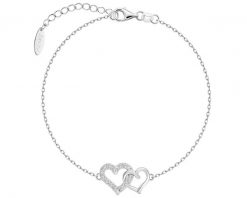 Bransoletka srebrna z diamentami laboratoryjnymi - serca - 0,13 ct. Szare bransoletki Apart, z diamentem, srebrne. Za 579.00 zł.