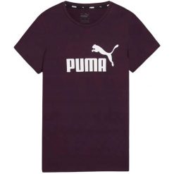 T-shirt Damski Logo ESS. Fioletowe t-shirty Puma, s, bez wzorów, bez kołnierzyka, bez ramiączek. Za 143.99 zł.