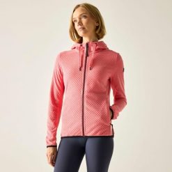 Damska bluza polarowa Ellula z kapturem i zamkiem błyskawicznym. Czerwone bluzy Regatta, bez wzorów, z materiału, z kapturem. Za 349.99 zł.