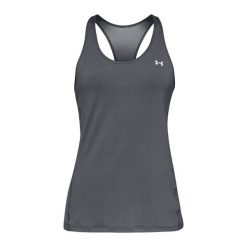 Tank top fitness damski Under Armour HG Armour Racer Tank. Szare topy Under Armour, l, bez wzorów, bez kołnierzyka, bez ramiączek. Za 89.99 zł.