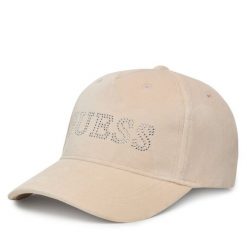 Czapka z daszkiem Guess. Brązowe czapki Guess, z aplikacjami. Za 159.99 zł.