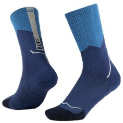 Skarpetki sportowe dla dorosłych Merino Midweight Crew Socks. Niebieskie skarpety Buff, bez wzorów, z elastanu. Za 139.99 zł.