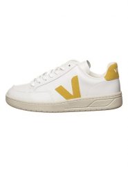 Veja Skórzane sneakersy "V 12" w kolorze biało-żółtym rozmiar: 40. Białe trampki Veja, bez wzorów, bez zapięcia. Za 527.10 zł.