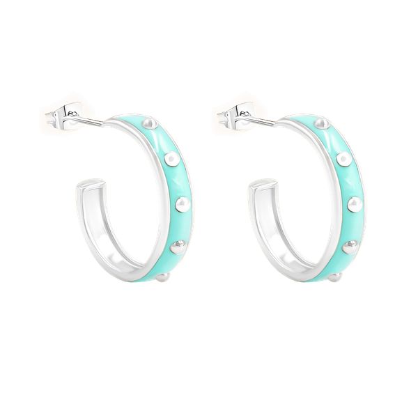 Kolczyki Colors z turkusową emalią posrebrzane. Szare kolczyki Lilou, posrebrzane, na sztyftcie. Za 199.00 zł.