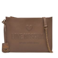 Torebka LOVE MOSCHINO. Brązowe kopertówki Love Moschino, bez wzorów, bez dodatków. Za 609.99 zł.