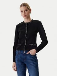 Guess Kardigan W6RR42 Z4422 Czarny Regular Fit. Czarne kardigany Guess, xl, z aplikacjami, z wiskozy. Za 619.99 zł.