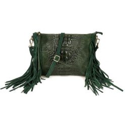 Listonoszka skórzana boho VERA PELLE Z24 c. zielona. Zielone torebki klasyczne bez wzorów, ze skóry, zamszowe, bez dodatków. Za 164.99 zł.