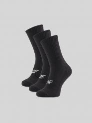 4F Skarpetki długie (3-pack) damskie - czarne 35-38. Czarne skarpety 4f, bez wzorów, z bawełny. Za 59.99 zł.