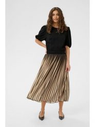 CULTURE Sukienka w kolorze czarno-beżowym rozmiar: L. Czarne sukienki Culture, l, bez wzorów, z wiskozy, bez kołnierzyka, bez ramiączek, maxi. Za 219.08 zł.