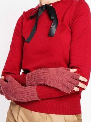 ASSUILI Rękawiczki w kolorze bordowym rozmiar: onesize. Czerwone rękawiczki Assuili, bez wzorów, z materiału. Za 96.37 zł.