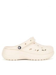 Crocs Klapki C-BAYA PLATFORM CLOG 208186-11S Beżowy. Brązowe klapki Crocs, bez wzorów, z materiału, bez obcasa. Za 249.99 zł.