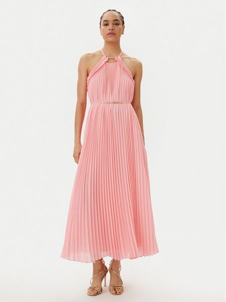 TWINSET Sukienka koktajlowa 251TP2332 Różowy Loose Fit. Czerwone sukienki Twinset, bez wzorów, z syntetyku, wizytowe, bez kołnierzyka, bez ramiączek. Za 599.99 zł.