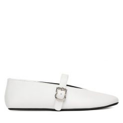 Baleriny Badura. Białe baleriny Badura, bez wzorów, bez obcasa. Za 249.99 zł.
