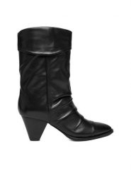 Badura Botki EO-APRIL-25FW218-1 Czarny. Czarne botki Badura, bez wzorów, ze skóry, bez obcasa, na słupku, bez zapięcia. Za 279.99 zł.