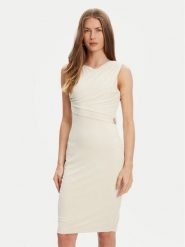Guess Sukienka codzienna W5YK27 KAQL2 Écru Regular Fit. Sukienki Guess, na co dzień, xs, z aplikacjami, bez kołnierzyka, bez ramiączek, proste. Za 439.99 zł.