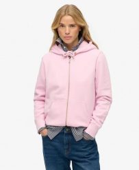 Superdry Bluza z kapturem Essential Logo Zip Half Brushed. Czerwone bluzy Superdry, bez wzorów, z bawełny, z kapturem. Za 322.70 zł.