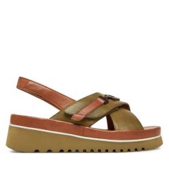Sandały Ara. Zielone sandały Ara, bez wzorów, bez obcasa, na koturnie, bez zapięcia. Za 479.99 zł.