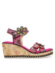 Laura Vita Sandały Ballon 08 Różowy. Czerwone sandały Laura Vita, bez wzorów, ze skóry, bez obcasa, na koturnie, bez zapięcia. Za 429.99 zł.