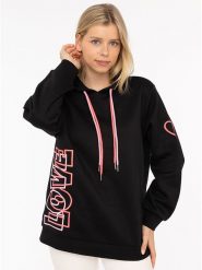 Zwillingsherz Bluza "LOVE 2.0" w kolorze czarnym rozmiar: L/XL. Czarne bluzy sportowe Zwillingsherz, l, bez wzorów, z kapturem. Za 185.45 zł.