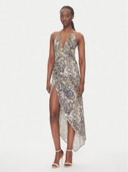 Just Cavalli Sukienka koktajlowa 78PAO932 Beżowy Slim Fit. Brązowe sukienki Just Cavalli, bez wzorów, z syntetyku, wizytowe, bez kołnierzyka, bez ramiączek. Za 1,219.00 zł.