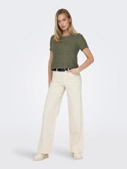 ONLY Koszulka "Sunny" w kolorze khaki rozmiar: S. Brązowe bluzki Only, s, bez wzorów, bez kołnierzyka, bez ramiączek. Za 48.39 zł.