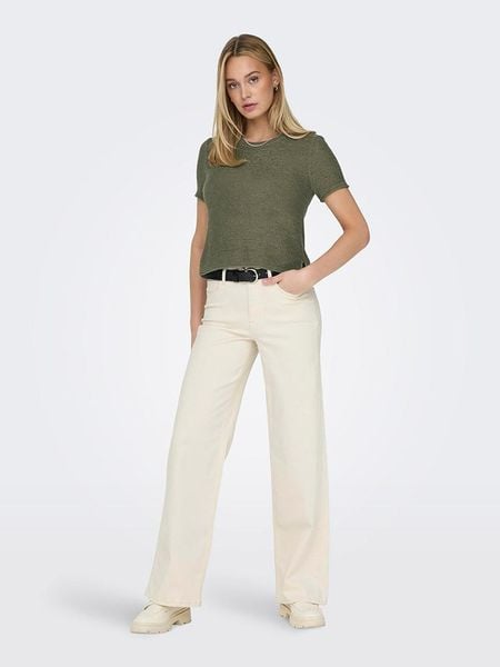 ONLY Koszulka "Sunny" w kolorze khaki rozmiar: XL. Brązowe bluzki Only, xl, bez wzorów, bez kołnierzyka, bez ramiączek. Za 56.79 zł.