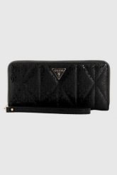 GUESS Czarny duży portfel damski Laurel. Czarne portfele Guess, z aplikacjami, ze skóry ekologicznej. W wyprzedaży za 189.99 zł.