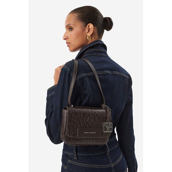 Torebka Armani Exchange. Brązowe listonoszki Armani Exchange, bez wzorów, bez dodatków. Za 489.99 zł.