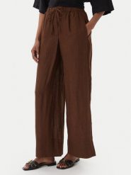 Tommy Hilfiger Spodnie materiałowe WW0WW48970 Brązowy ciemny Wide Leg. Brązowe spodnie materiałowe TOMMY HILFIGER, l, bez wzorów, ze lnu. Za 489.99 zł.