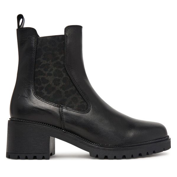 Botki Tamaris. Czarne botki Tamaris, bez wzorów, bez obcasa, na słupku, bez zapięcia. Za 469.99 zł.