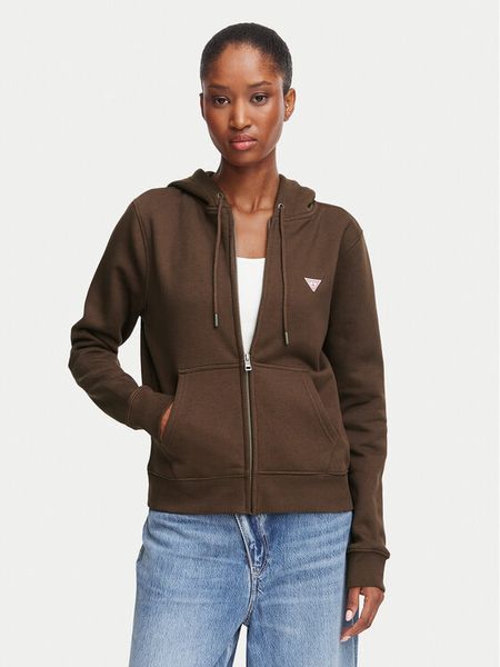 Guess Jeans Bluza W4YQ03 KC811 Brązowy Regular Fit. Brązowe bluzy Guess Jeans, m, z aplikacjami, z bawełny, bez kaptura. Za 389.99 zł.