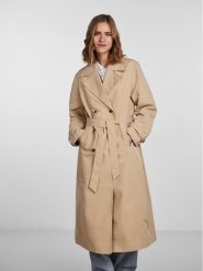 Pieces Trencz 17132310 Beżowy Regular Fit. Brązowe płaszcze Pieces, s, bez wzorów, z syntetyku, bez kaptura. Za 279.99 zł.