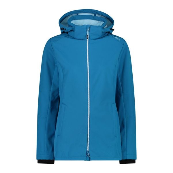 Kurtka damska turystyczna CMP 3A22226. Niebieskie kurtki sportowe CMP, l, bez wzorów, z softshellu, z kapturem, trekkingowe. W wyprzedaży za 373.00 zł.