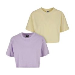 Krótka Koszulka Damska Oversize (zestaw 2 Sztuk). Czerwone bluzki Urban Classics, xl, bez wzorów, casualowe, bez kołnierzyka, bez ramiączek. Za 119.99 zł.