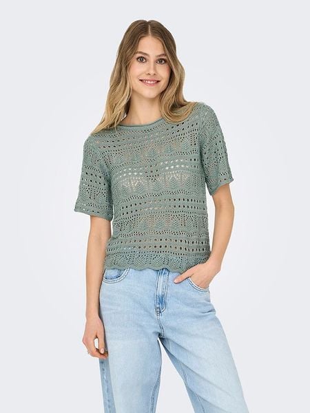 JDY Koszulka dzianinowa w kolorze zielonym rozmiar: XL. Zielone bluzki JDY, xl, bez wzorów, z dzianiny, bez kołnierzyka, bez ramiączek. Za 52.42 zł.