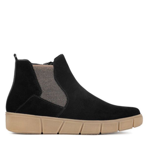 Botki Remonte. Czarne botki Remonte, bez wzorów, bez obcasa, na płaskiej podeszwie, bez zapięcia. Za 335.00 zł.